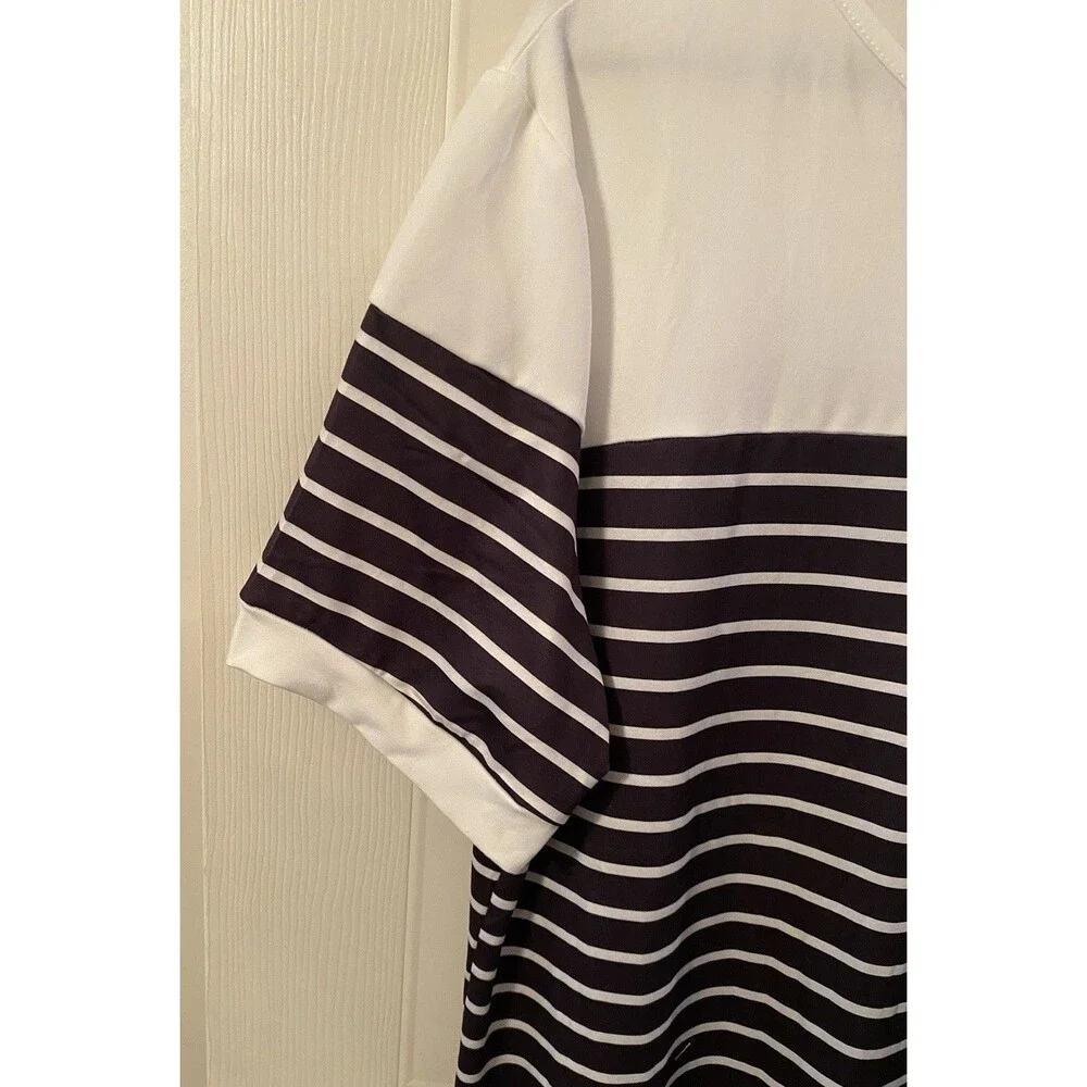 SHEIN Black White Striped Short Sleeve Midi Dress 2X New